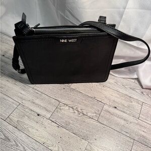 Nine West Black Structured Crossbody Messenger Bag